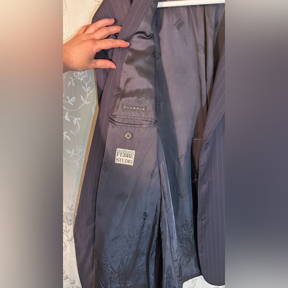 Gianfranco Ferre Studio Pinstripe Suit Jacket Blazer Made in Italy Wool Size 46 - Picture 7 of 8